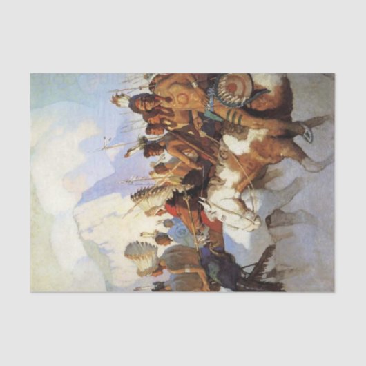 N・C・ワイエス 西部画 "戦争の集団" 薄葉紙 (正面)