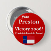 N.C. Senateのためのジーンプレストン 缶バッジ (正面&裏面)