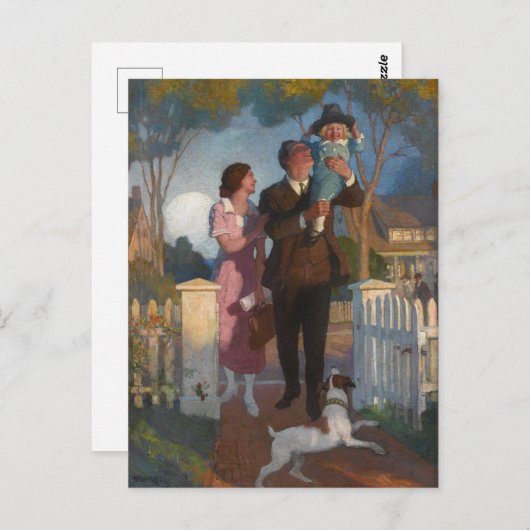 N. C. Wyethによる一日の仕事の後、家に到着 ポストカード (正面/裏面)