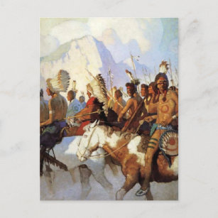 N C Wyeth Westernの「戦絵画争パーティー」 ポストカード