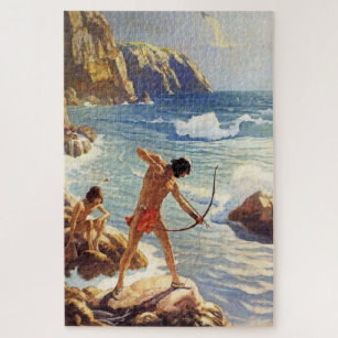 N C Wyeth Westernの「絵画最初のメイン漁師」 ジグソーパズル