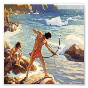 N C Wyeth Westernの「絵画最初のメイン漁師」 フォトプリント