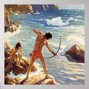 N C Wyeth Westernの「絵画最初のメイン漁師」 ポスター