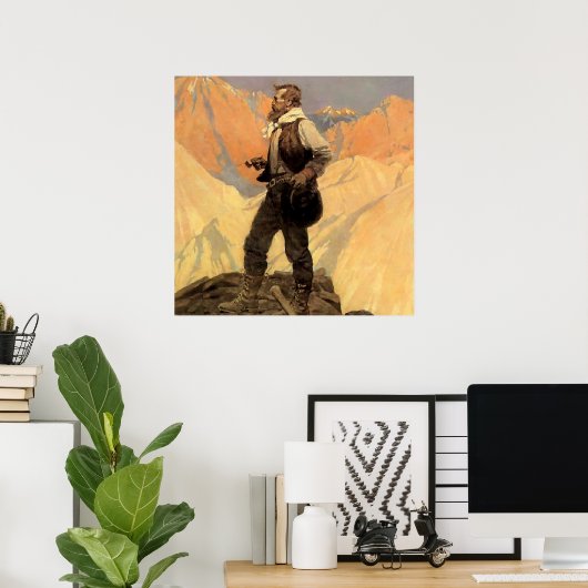 N C Wyeth Western絵画の「プロスペクター」 ポスター (ホームオフィス)
