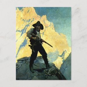 N C Wyeth Western絵画の「ラストスタンド」 ポストカード