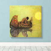 N C Wyeth Western絵画の「釣り静か人」 キャンバスプリント (インサイチュ (ウッドフロア))