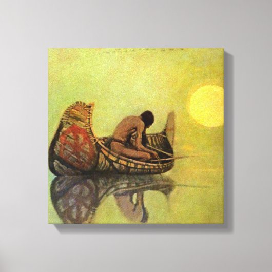 N C Wyeth Western絵画の「釣り静か人」 キャンバスプリント (正面)