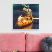 N C Wyeth Western絵画の「The Moose Call」 キャンバスプリント (インサイチュ (リビング))