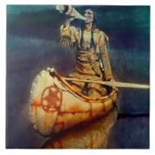 N C Wyeth Western絵画の「The Moose Call」 タイル (正面)