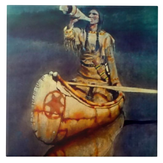 N C Wyeth Western絵画の「The Moose Call」 タイル (正面)