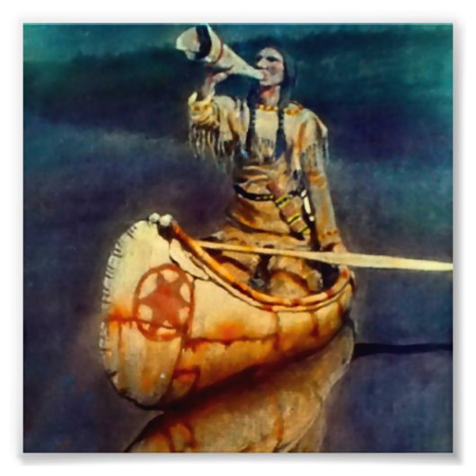 N C Wyeth Western絵画の「The Moose Call」 フォトプリント (正面)