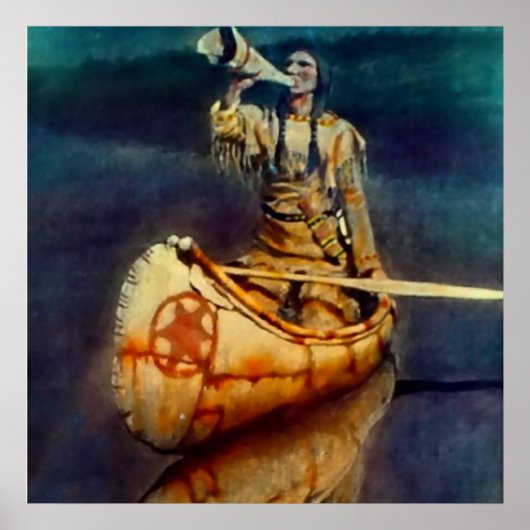 N C Wyeth Western絵画の「The Moose Call」 ポスター (正面)