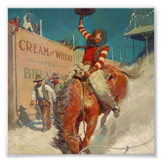 N C Wyeth Western絵画の「The Rodeo」 フォトプリント (正面)