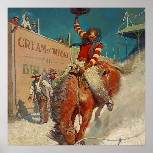 N C Wyeth Western絵画の「The Rodeo」 ポスター (正面)