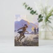 N C Wyeth Western絵画の「The Tomahawk」 ポストカード (スタンド正面)