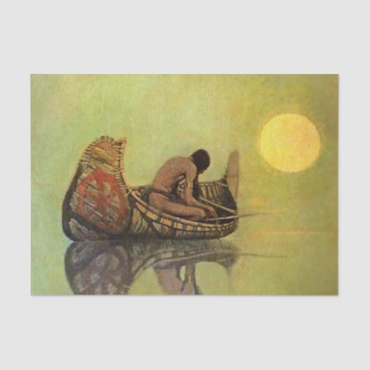 N C Wyth Western's 絵画 "The Fisherman静か" 薄葉紙 (正面)