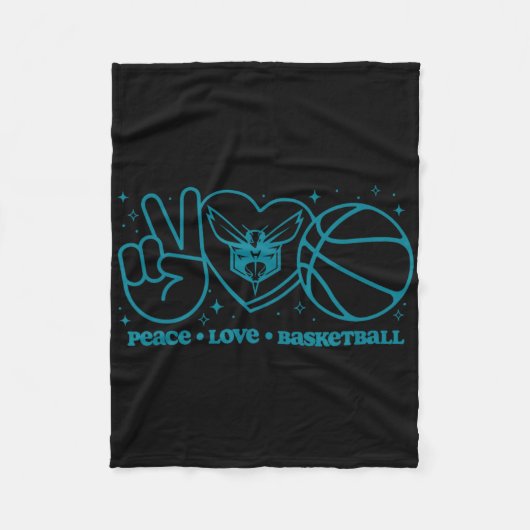 N Charlotte Hornets Peace Love Sketll  フリースブランケット (正面)