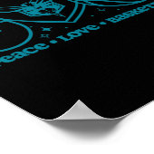 N Charlotte Hornets Peace Love Sketll  ポスター (角)