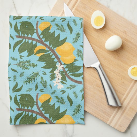 n-Drenched Lemons Sky Blue | キッチンタオル (四つ折り)