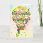 N. Janes のハッピーバースデーバルーン グリーティングカード (正面)