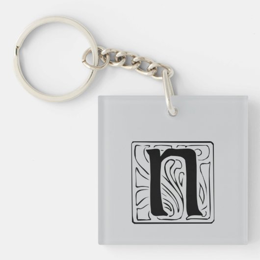 N Monogramm schwarz キーホルダー (正面)
