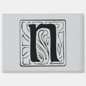 N Monogramm schwarz マグネット (正面)