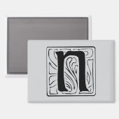 N Monogramm schwarz マグネット (正面/裏面)