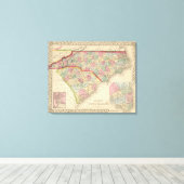 N&Sカロライナの地図by Mitchell キャンバスプリント (インサイチュ (ウッドフロア))