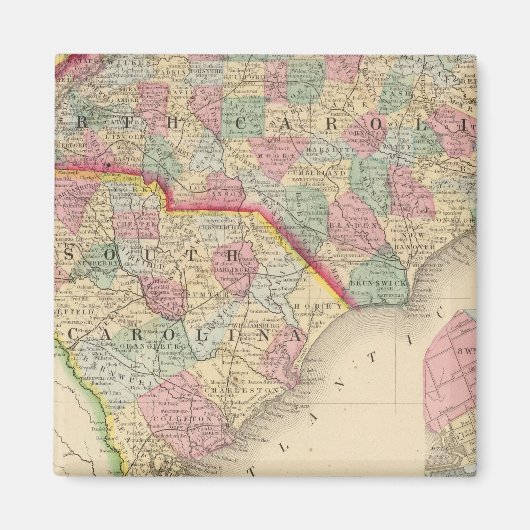 N&Sカロライナの地図by Mitchell マグネット (正面)