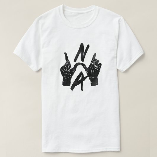 N.W.A ハンドサイン ダークイラスト Tシャツ (デザイン正面)