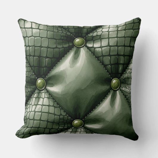 Naによるワニの皮の模倣を持つキルティング生地 クッション (正面)