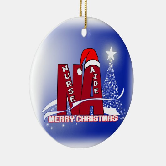 NAのクリスマスのオーナメントのサンタのナースの補佐官 セラミックオーナメント (右)