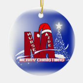 NAのクリスマスのオーナメントのサンタのナースの補佐官 セラミックオーナメント (正面)