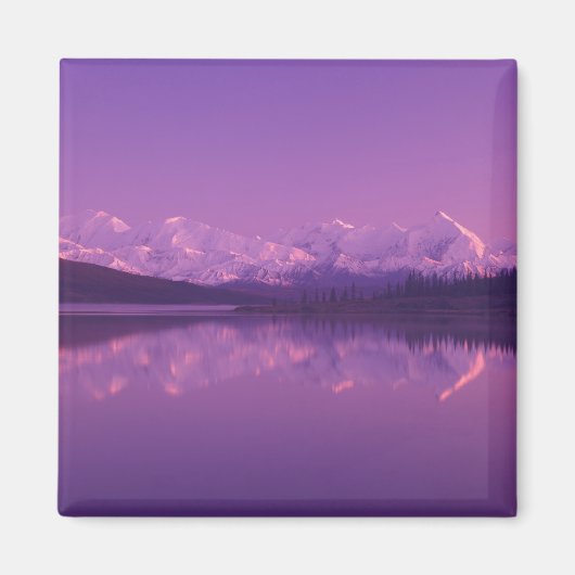 NA，アメリカ，アラスカ，デナリNP，湖，疑問に思夕べ マグネット (正面)