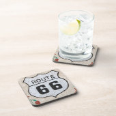 NA、米国、アリゾナのHolbrookのルート66の道路標識 コースター (右側)