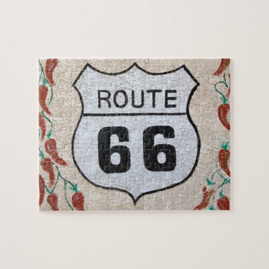 NA、米国、アリゾナのHolbrookのルート66の道路標識 ジグソーパズル (横)