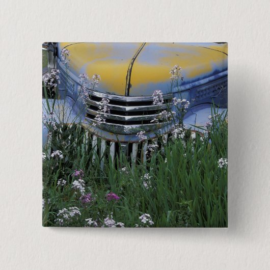 NA、米国、東のワシントン州の古いトラックとの 缶バッジ (正面)