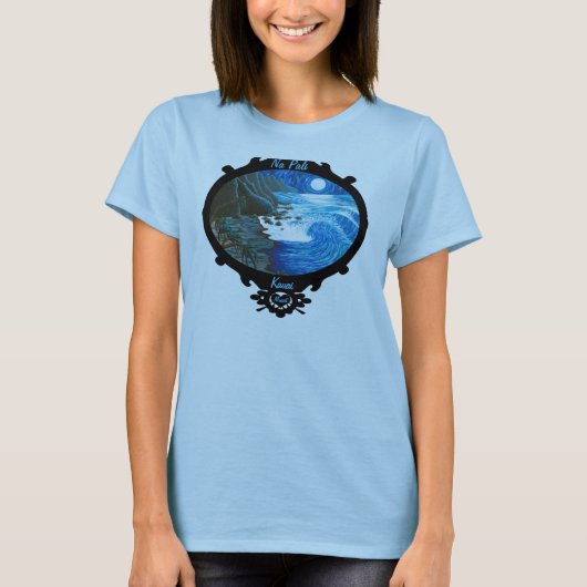 "Na Pali月"のNa Paliの海岸 Tシャツ (正面)