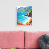 Na Pali Coast Kauai Hawaii Coastline Painting キャンバスプリント (インサイチュ (リビング))