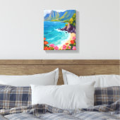 Na Pali Coast Kauai Hawaii Coastline Painting キャンバスプリント (インサイチュ (寝室))