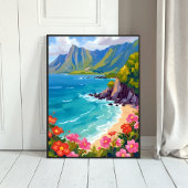 Na Pali Coast Kauai Hawaii Coastline Painting ポスター