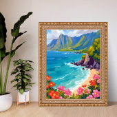 Na Pali Coast Kauai Hawaii Coastline Painting ポスター