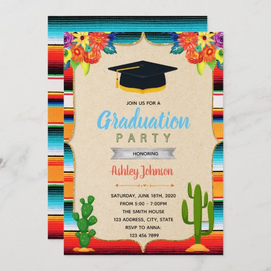 Nachoの卒業のテーマのパーティの招待状 招待状 (正面/裏面)