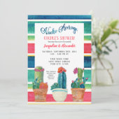 Nachoの平均カップルのシャワーの花の砂漠のサボテン 招待状 (スタンド正面)