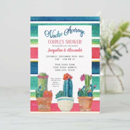 Nachoの平均カップルのシャワーの花の砂漠のサボテン 招待状 (スタンド正面)
