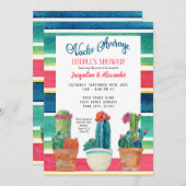 Nachoの平均カップルのシャワーの花の砂漠のサボテン 招待状 (正面/裏面)