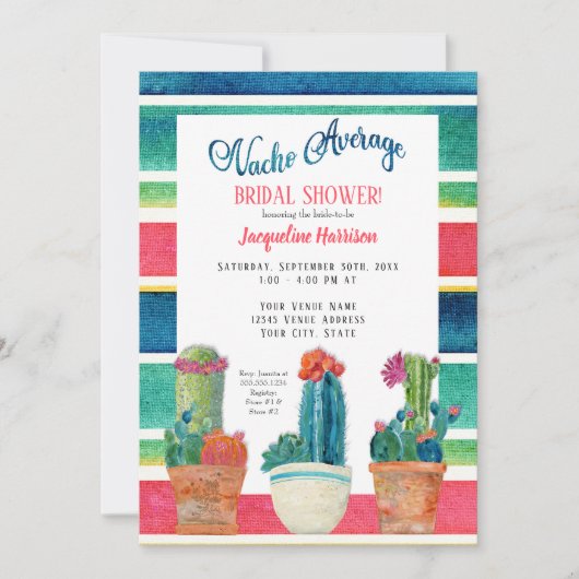 Nachoの平均ブライダルシャワーの花の砂漠のサボテン 招待状 (正面)