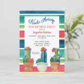 Nachoの平均誕生会の花の砂漠のサボテン 招待状 (スタンド正面)