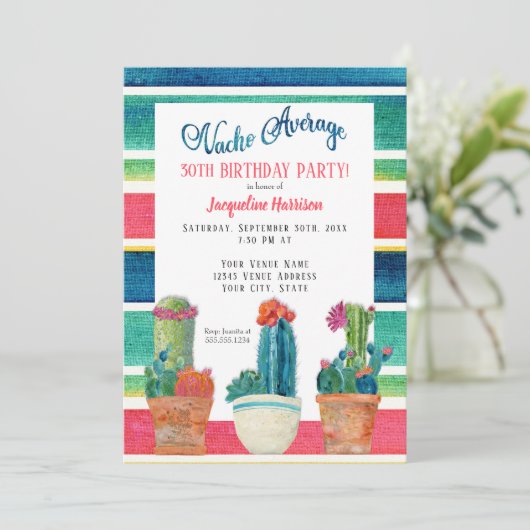 Nachoの平均誕生会の花の砂漠のサボテン 招待状 (スタンド正面)