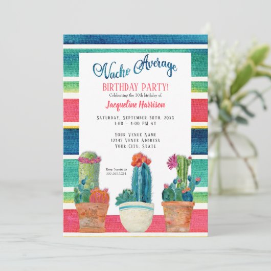 Nachoの平均誕生会の花の砂漠のサボテン 招待状 (スタンド正面)